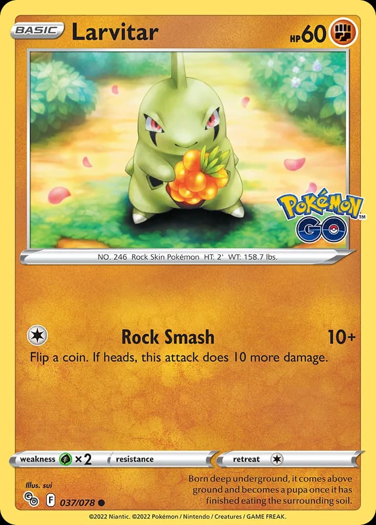 Pokémon GO Larvitar card front, 37/78