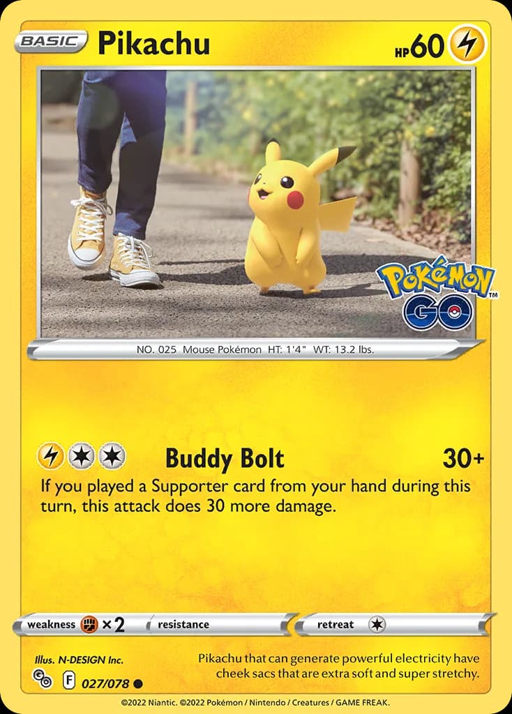 Pokémon GO Pikachu card front, 27/78