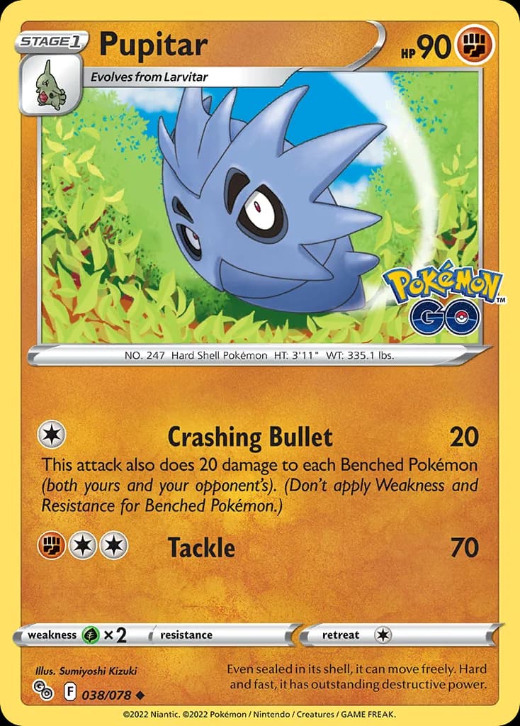 Pokémon GO Pupitar card front, 38/78