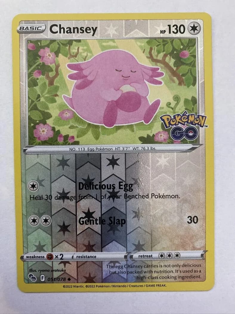 Chansey reverse holo card front, Pokémon GO 51/78