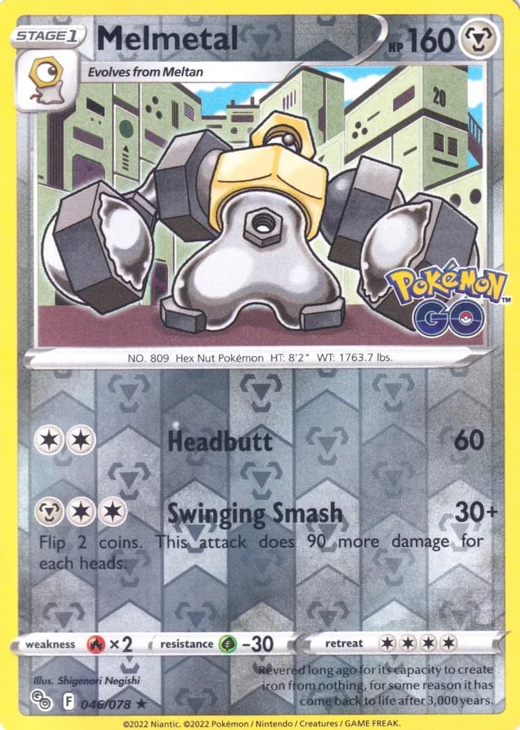 Melmetal reverse holo card front, Pokémon GO 46/78