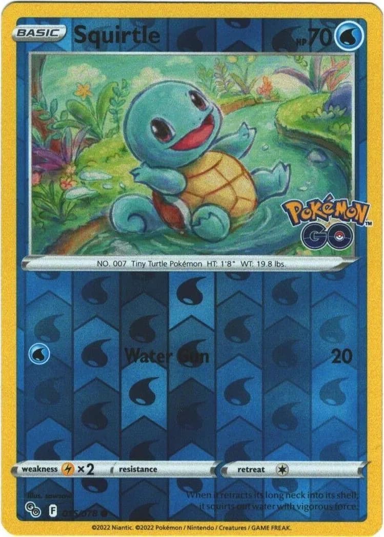 Squirtle reverse holo card front, Pokémon GO 15/78