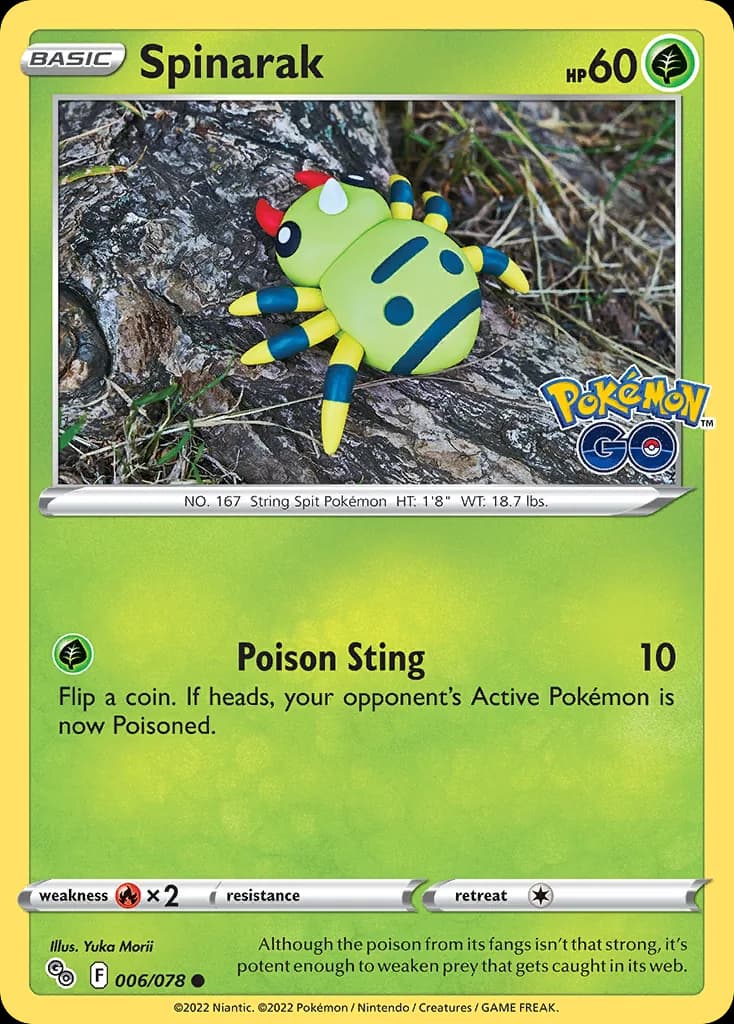 Pokémon GO Spinarak card front, 6/78