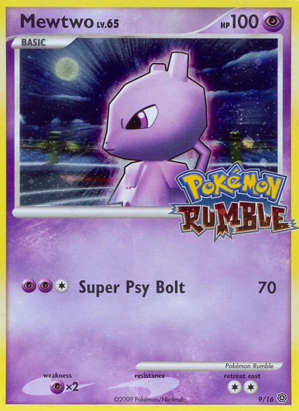 Mewtwo card front, Pokémon Rumble 9/16