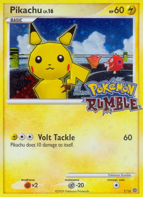 Pokémon Rumble Pikachu card front, 7/16