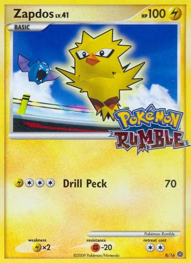 Zapdos card front, Pokémon Rumble 8/16