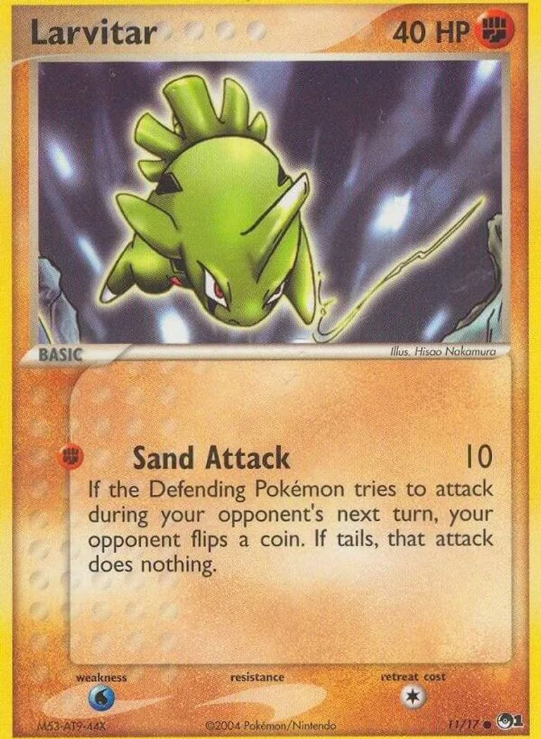Larvitar card front, POP Series 1 11/17
