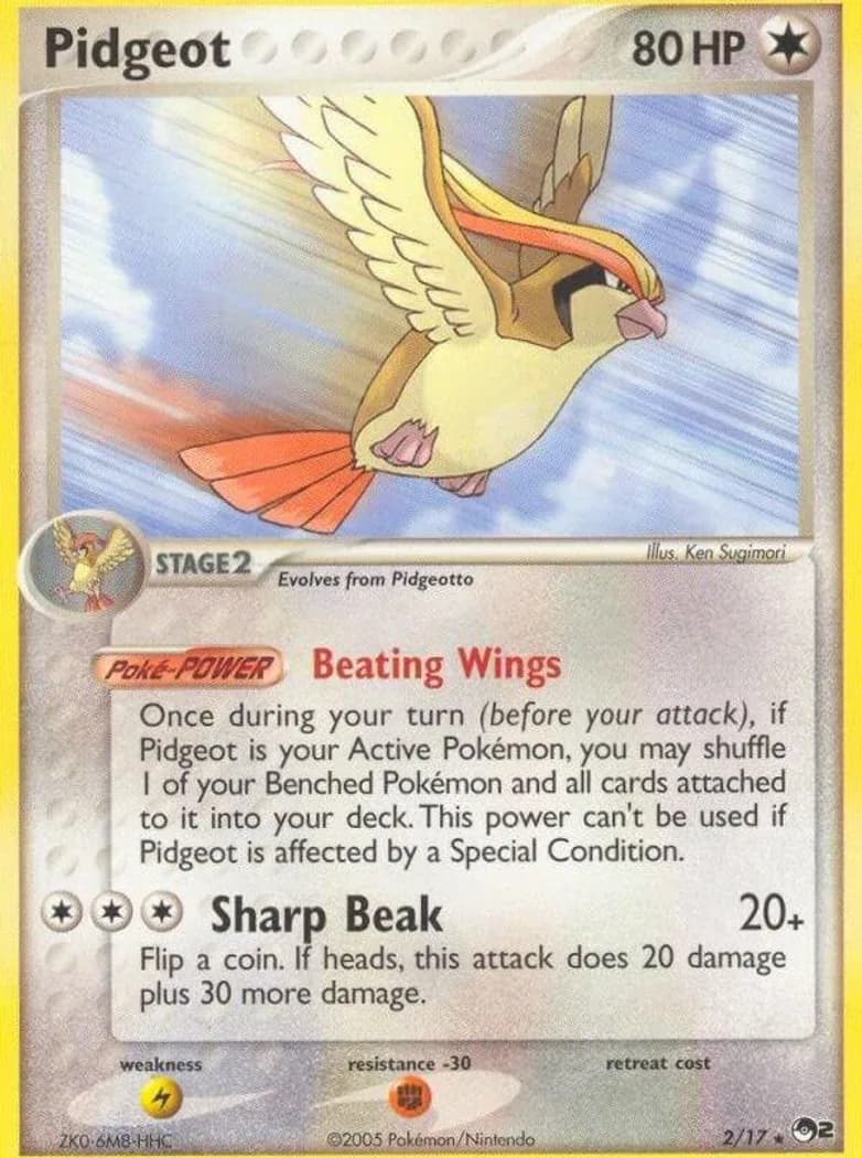 Pidgeot card front, POP Series 2 2/17