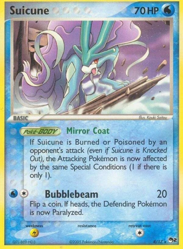Suicune card front, POP Series 2 4/17