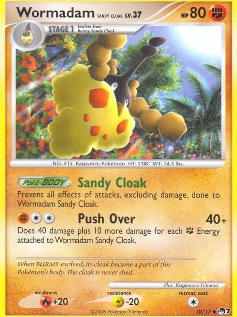 Wormadam Sandy Cloak card front, POP Series 7 10/17