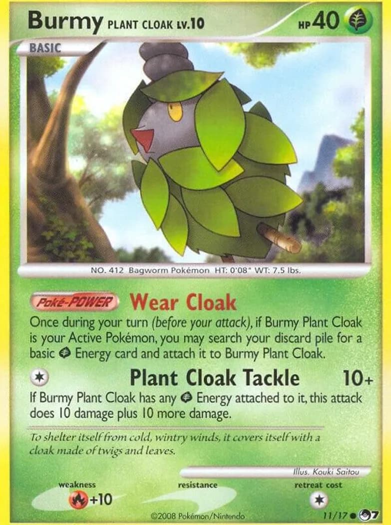 Burmy Plant Cloak card front, POP Series 7 11/17