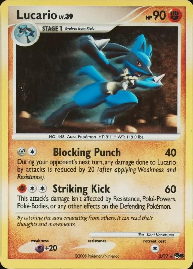 Lucario holo card front, POP Series 8 2/17