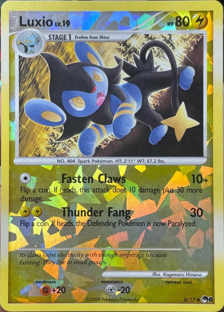 Luxio holo card front, POP Series 8 8/17
