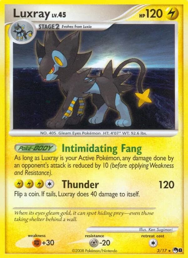 Luxray non-holo card front, POP Series 8 3/17