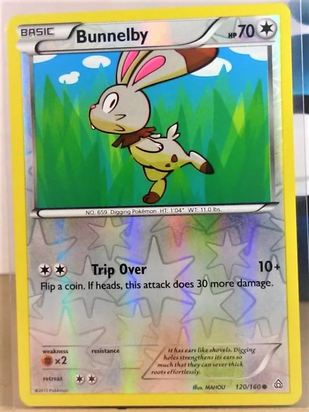 Bunnelby reverse holo card front, Primal Clash 120/160
