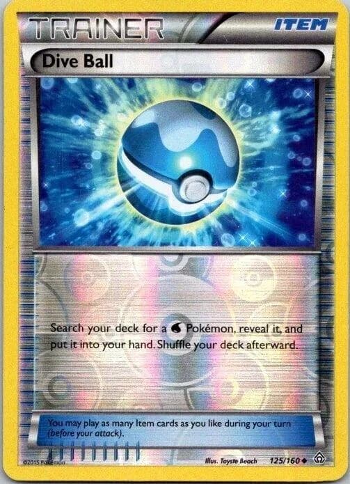 Dive Ball reverse holo card front, Primal Clash 125/160