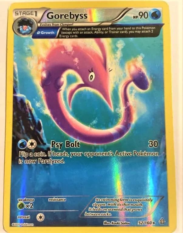 Gorebyss reverse holo card front, Primal Clash 52/160