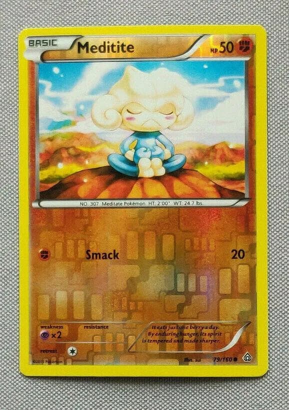 Meditite reverse holo card front, Primal Clash 79/160
