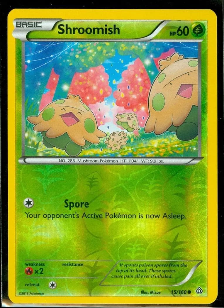 Shroomish reverse holo card front, Primal Clash 15/160