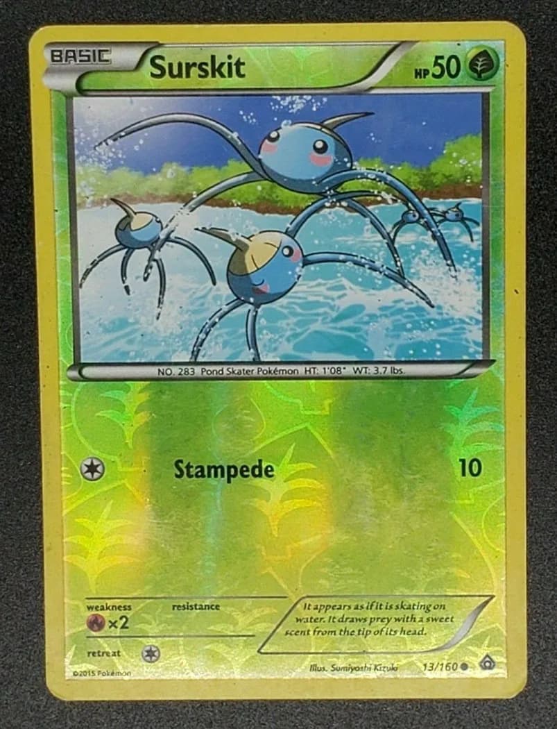 Surskit reverse holo card front, Primal Clash 13/160
