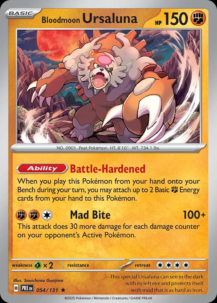 Prismatic Evolutions Bloodmoon Ursaluna card front, 54/131