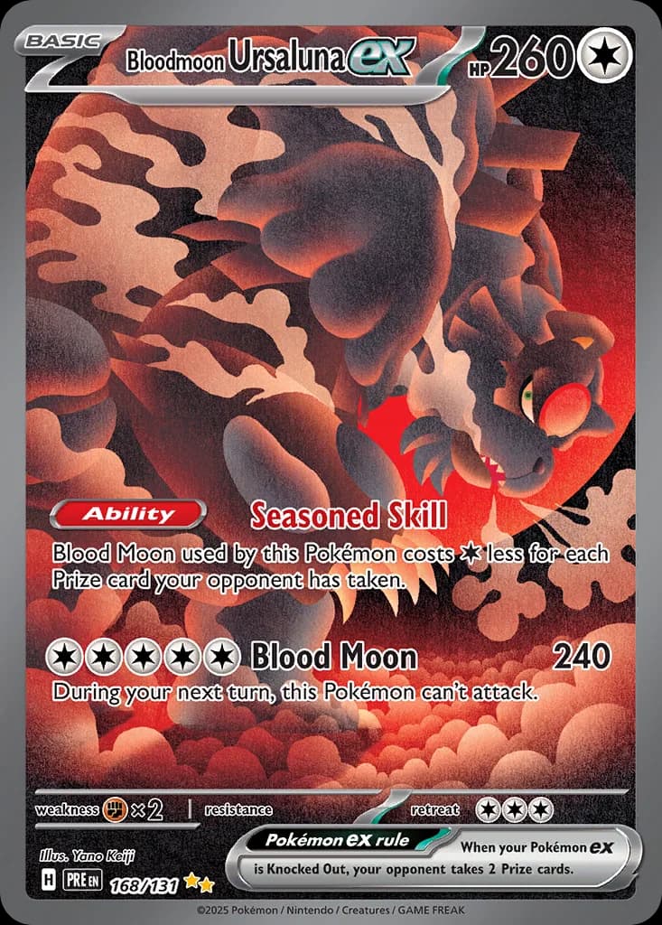 Prismatic Evolutions Bloodmoon Ursaluna ex card front, 168/131