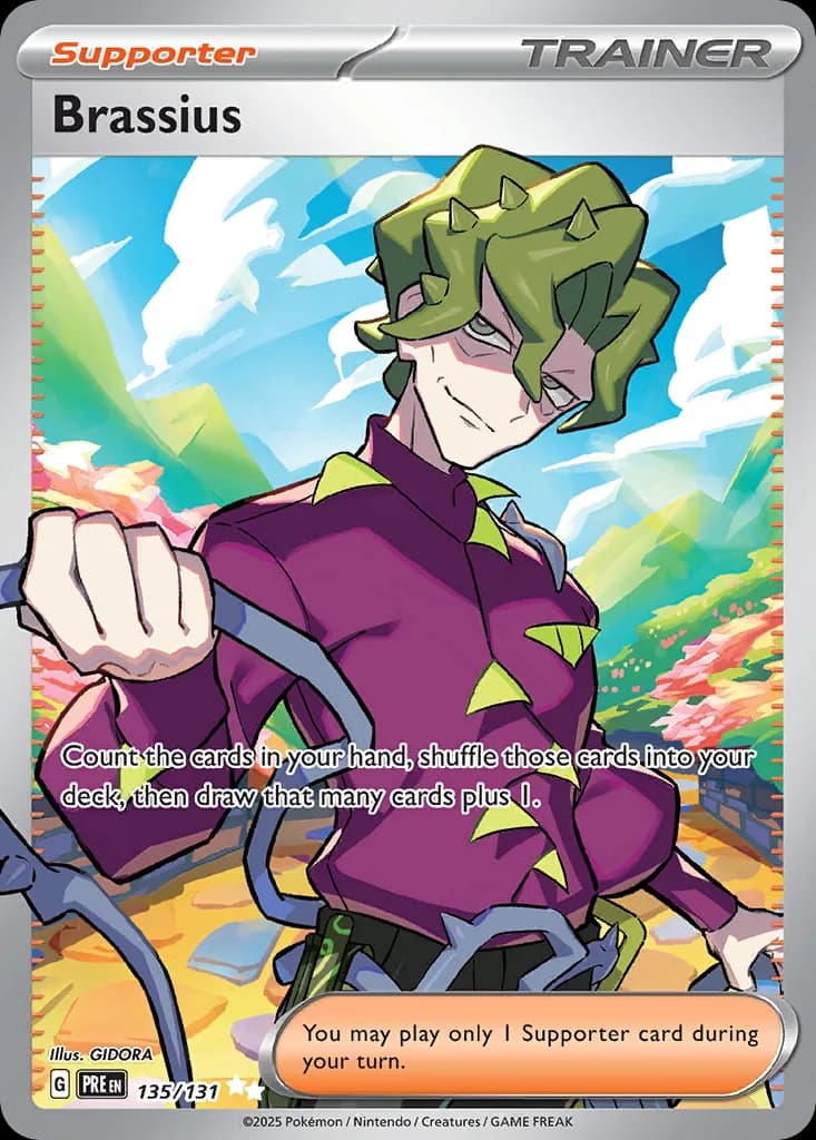 Prismatic Evolutions Brassius card front, 135/131
