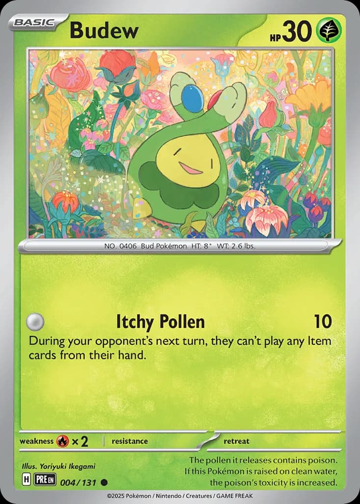 Prismatic Evolutions Budew card front, 4/131