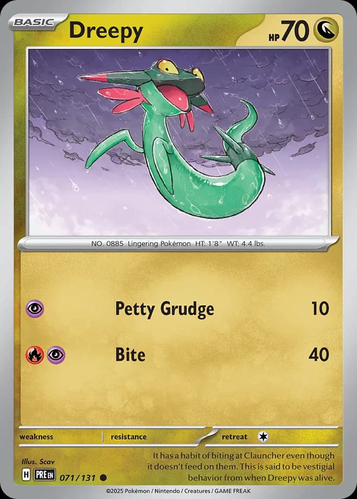 Prismatic Evolutions Dreepy card front, 71/131