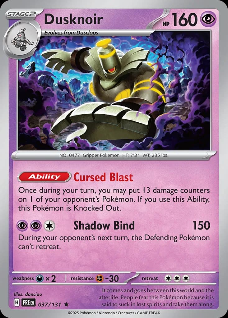 Prismatic Evolutions Dusknoir card front, 37/131