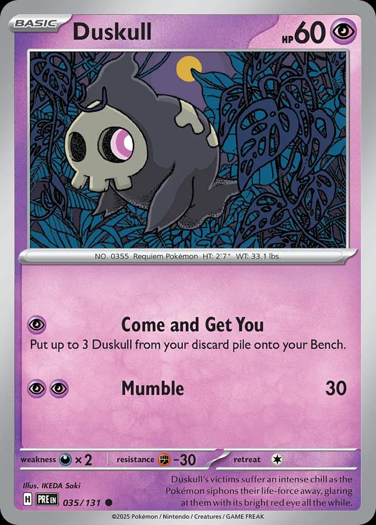Prismatic Evolutions Duskull card front, 35/131