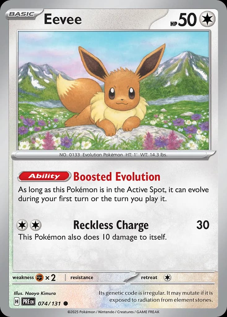 Prismatic Evolutions Eevee card front, 74/131
