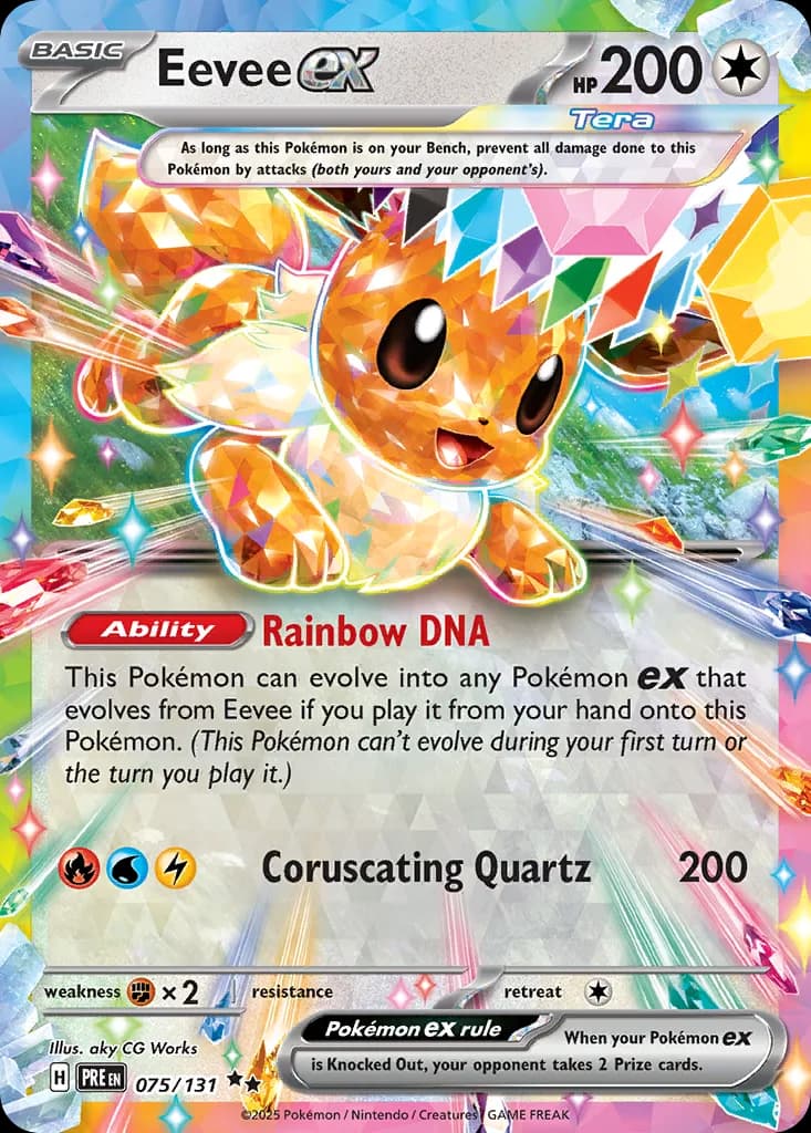 Prismatic Evolutions Eevee ex card front, 75/131