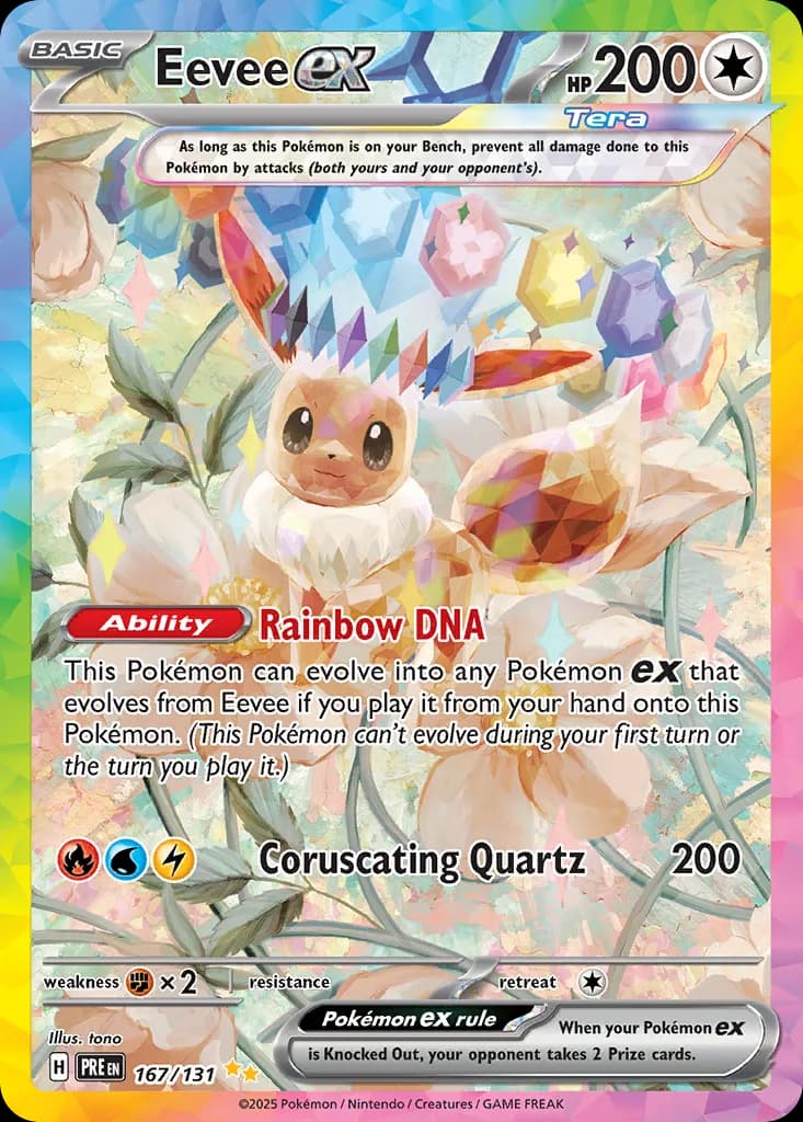 Prismatic Evolutions Eevee ex card front, 167/131