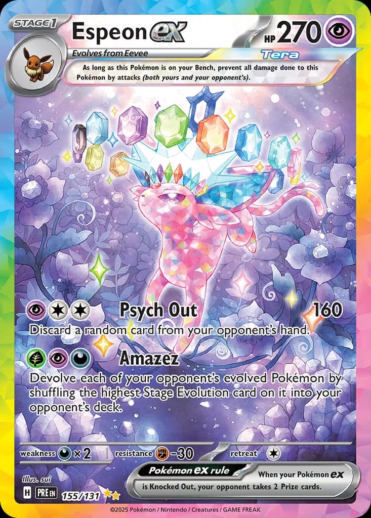 Prismatic Evolutions Espeon ex card front, 155/131