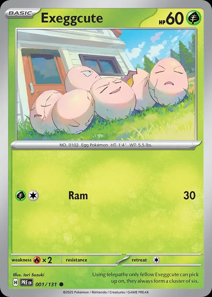 Prismatic Evolutions Exeggcute card front, 1/131
