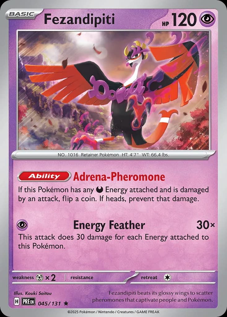 Prismatic Evolutions Fezandipiti card front, 45/131