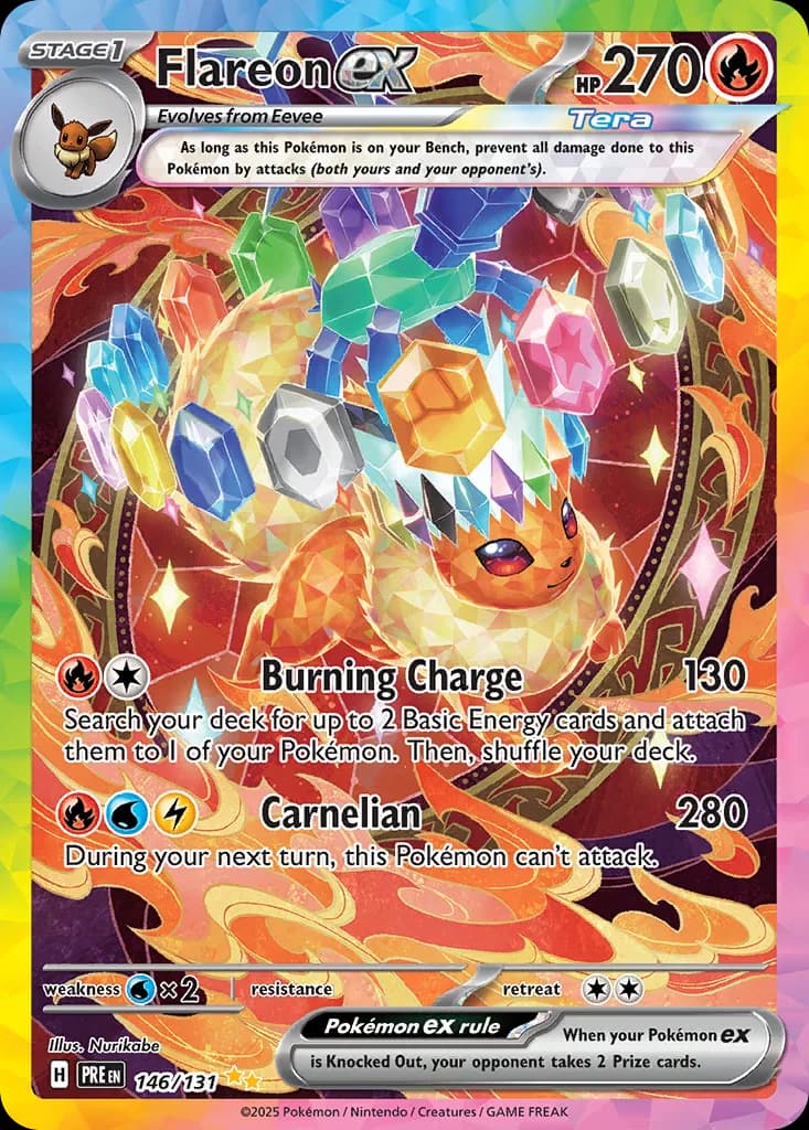 Prismatic Evolutions Flareon ex card front, 146/131