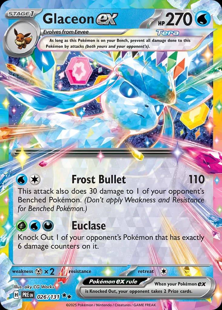 Glaceon ex card front, Prismatic Evolutions 26/131