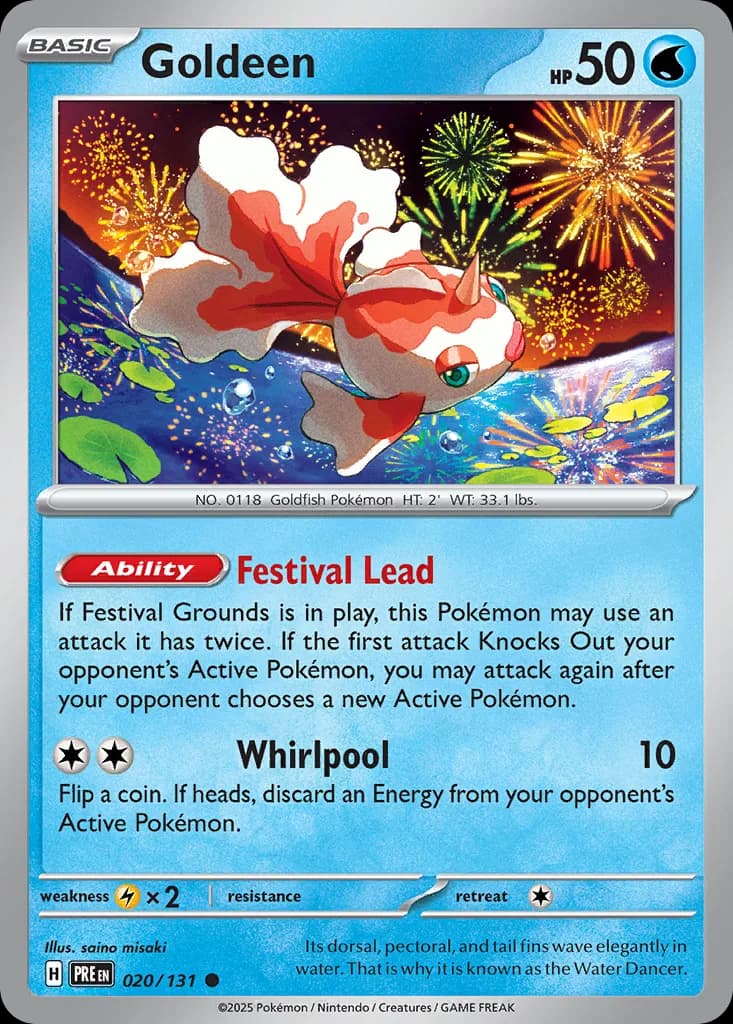 Prismatic Evolutions Goldeen card front, 20/131