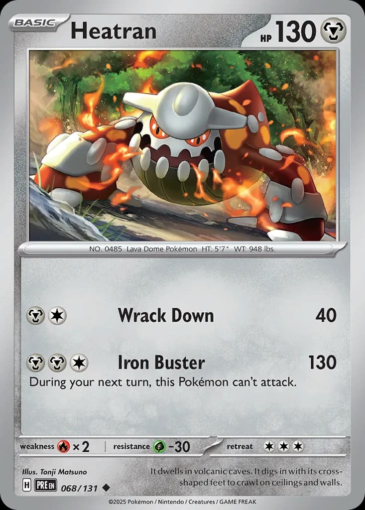 Prismatic Evolutions Heatran card front, 68/131