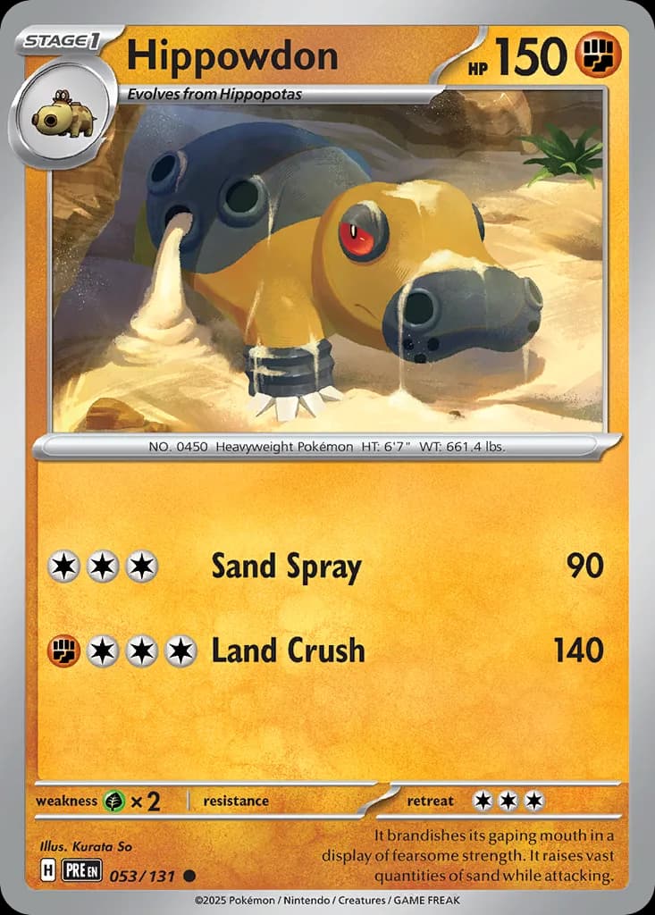 Prismatic Evolutions Hippowdon card front, 53/131