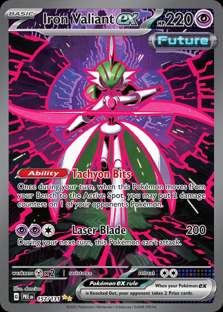 Prismatic Evolutions Iron Valiant ex card front, 157/131