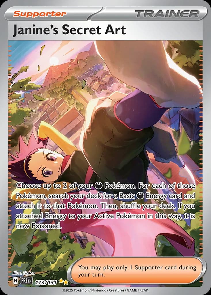 Prismatic Evolutions Janine's Secret Art card front, 173/131