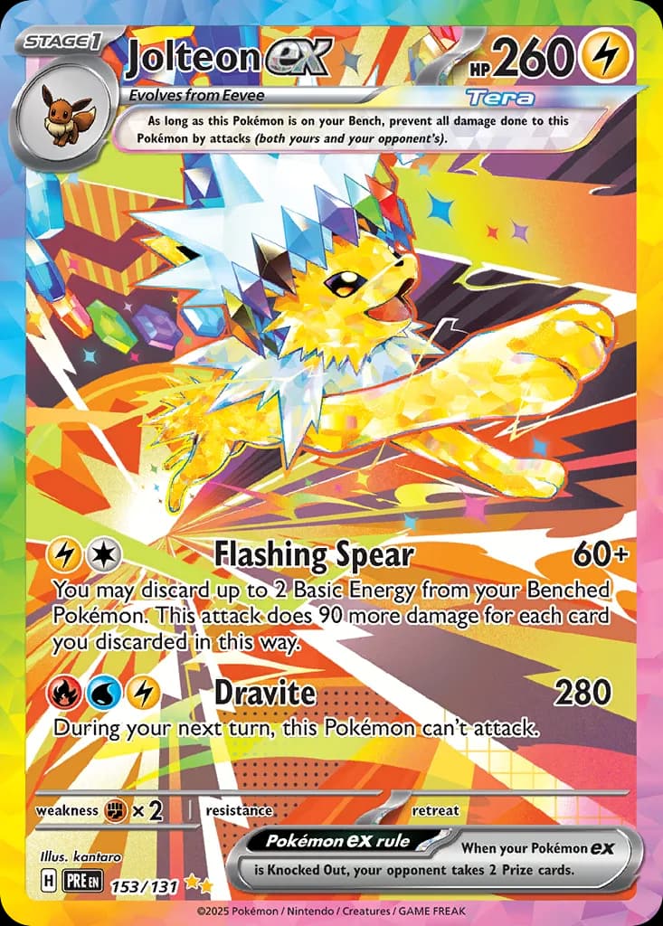 Jolteon ex card front, Prismatic Evolutions 153/131