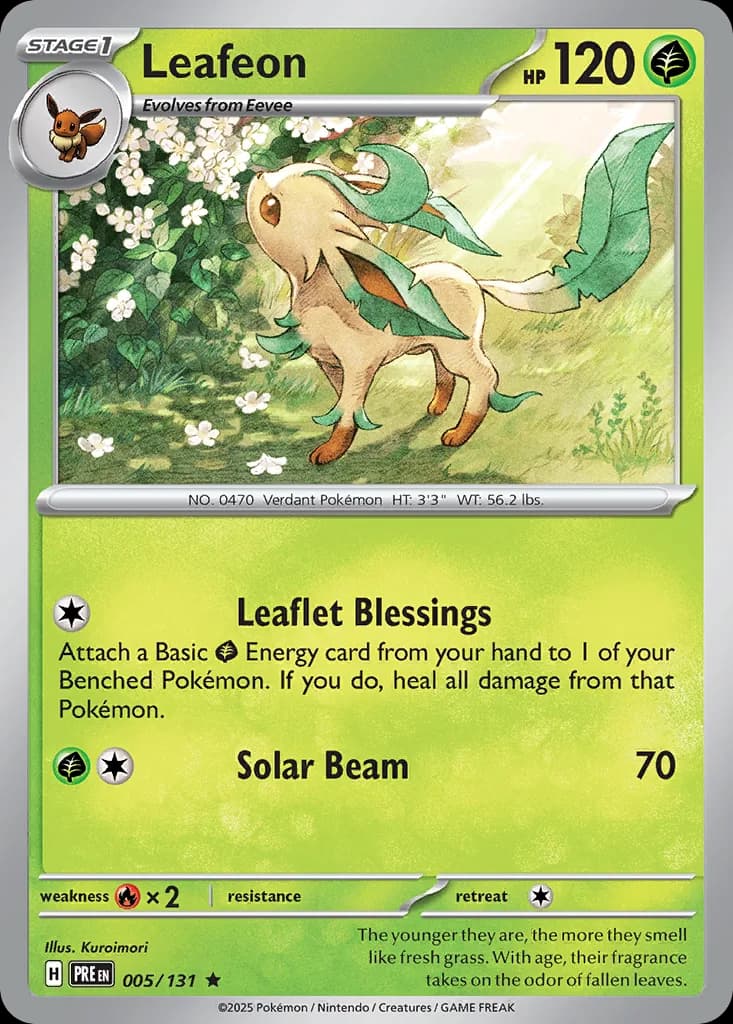 Leafeon card front, Prismatic Evolutions 5/131