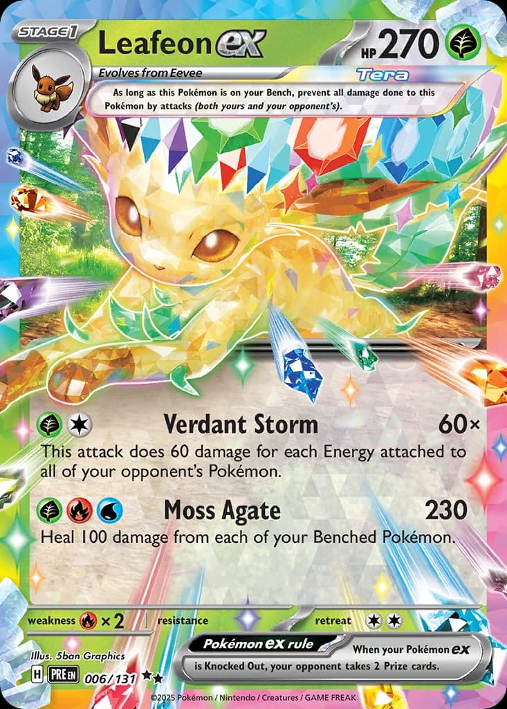 Leafeon ex card front, Prismatic Evolutions 6/131