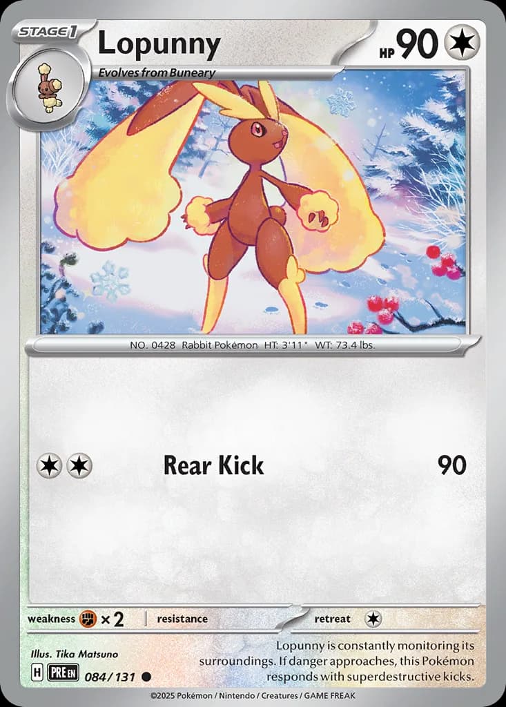 Prismatic Evolutions Lopunny card front, 84/131