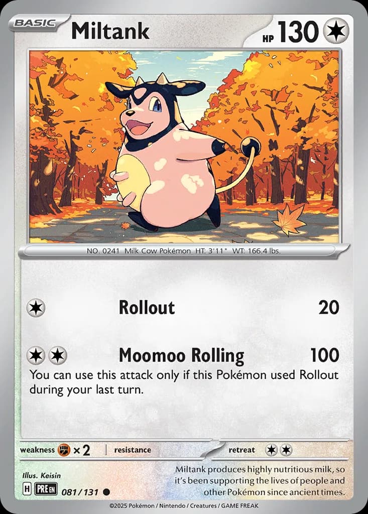 Prismatic Evolutions Miltank card front, 81/131