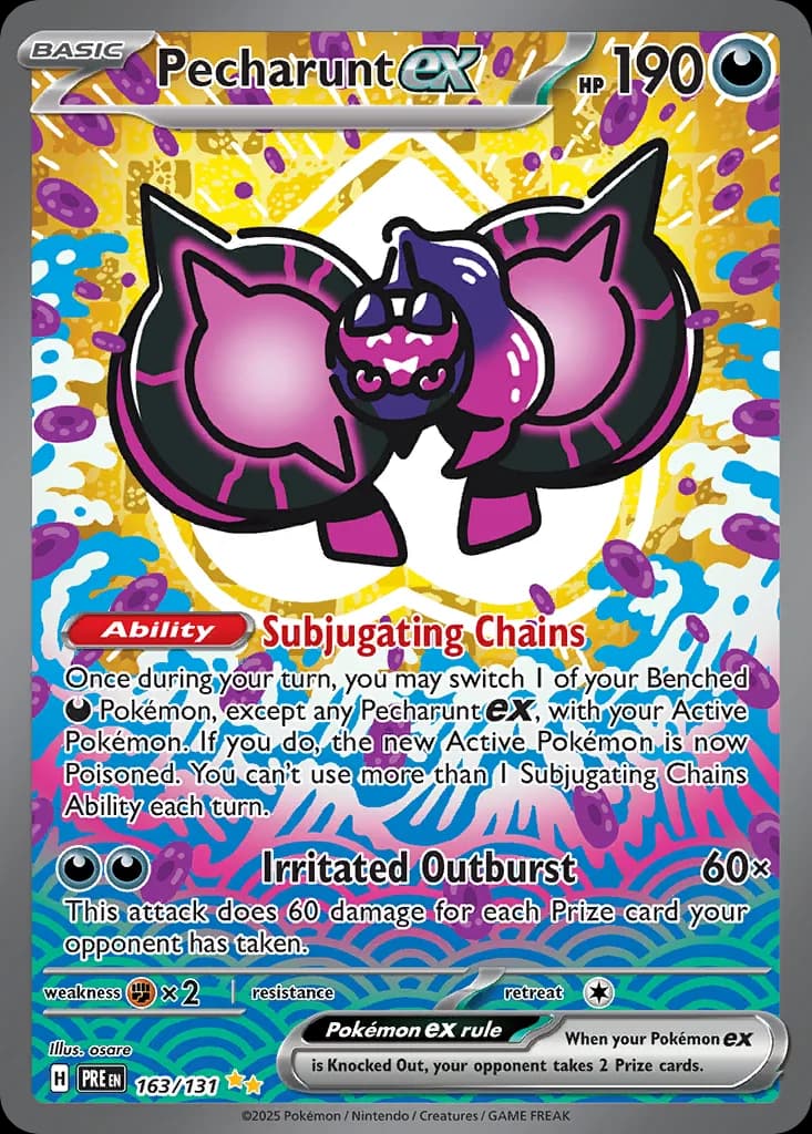 Prismatic Evolutions Pecharunt ex card front, 163/131